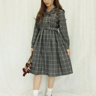 フィント(F i.n.t)の【フィント】Juliet ワンピース チェック柄 グレー fint(ひざ丈ワンピース)