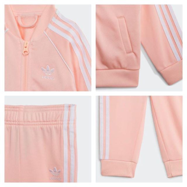 adidas(アディダス)のadidas キッズ こども ジャージ上下セット ピンク 90cm キッズ/ベビー/マタニティのキッズ服女の子用(90cm~)(その他)の商品写真