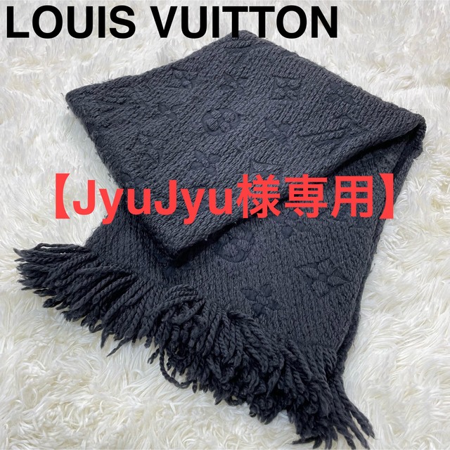 マフラー/ショールLOUIS VUITTON マフラー エシャルプ　ロゴマニア　ブラック