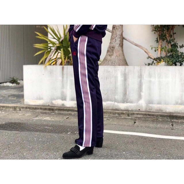 美品 needles トラックパンツ パープル エッグプラント ヒザデル