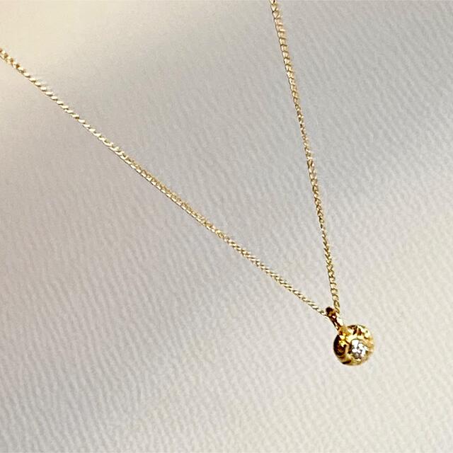 イロンデール　hirondelle おまんじゅうダイヤネックレス　K18 レディースのアクセサリー(ネックレス)の商品写真