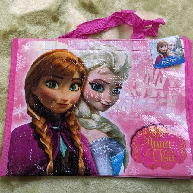 アナと雪の女王(アナトユキノジョオウ)のアナと雪の女王レッスンバッグ2個セット ピンク ブルー ハンドメイドのキッズ/ベビー(バッグ/レッスンバッグ)の商品写真