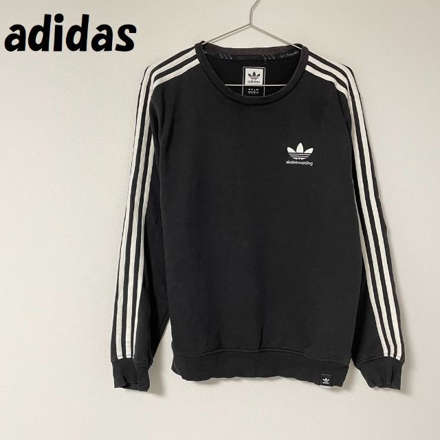 Adidas 人気 アディダス ロゴマーク刺繍入りトレーナー アームライン 三本線 サイズsの通販 By 古着duca S Shop アディダス ならラクマ
