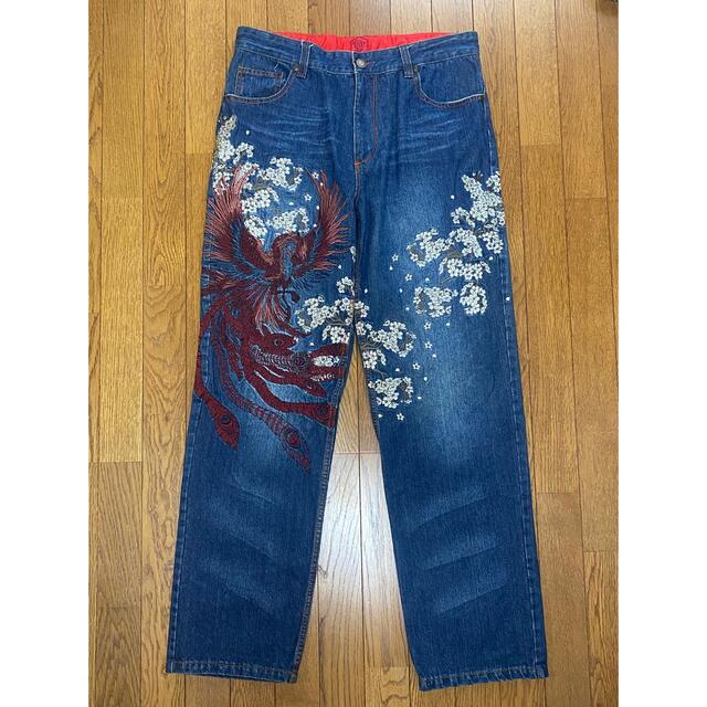 華鳥風月 プレミア デニム 36 和柄 刺繍 不死鳥? 鳳凰? 舞妓 華鳥風月 プレミア デニム 36 和柄 刺繍 不死鳥? 鳳凰? 舞妓