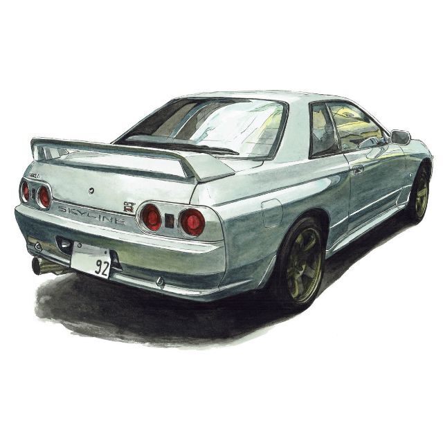 日産(ニッサン)のNC-1413スカイライン/GT-R R32限定版画サイン有額装済作家平右ヱ門 エンタメ/ホビーの美術品/アンティーク(版画)の商品写真