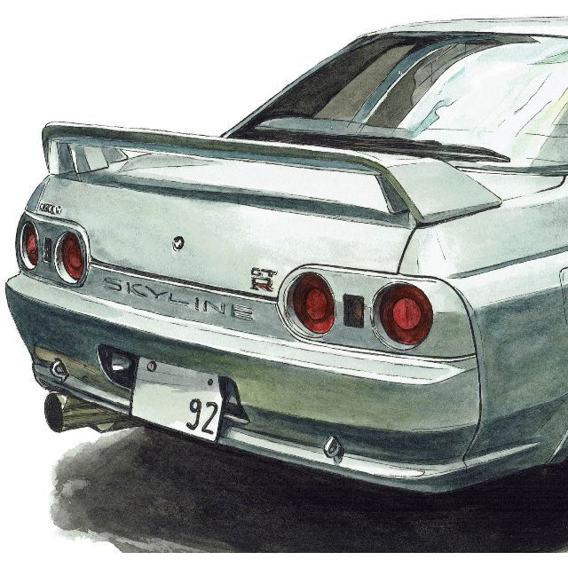 NC-644スカイラインGT-R/R32限定版画 直筆サイン額装●作家 平右ヱ門