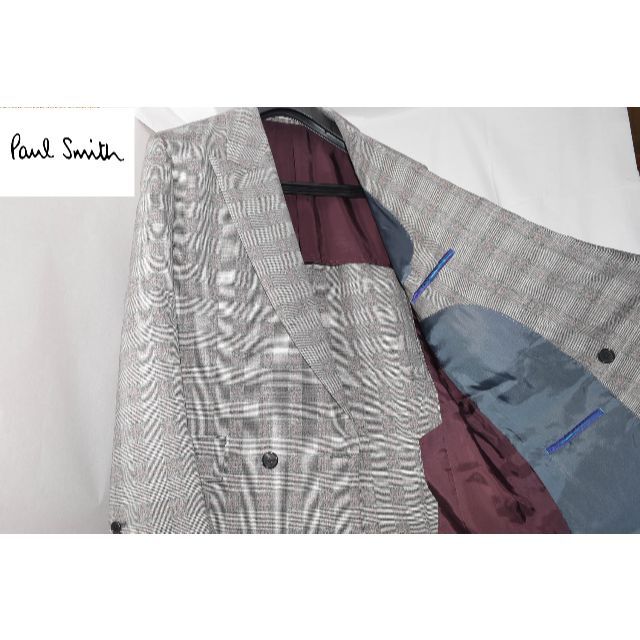 Paul Smith(ポールスミス)の新品☆Paul Smith パリコレ ダブルジャケット☆グレーチェック Lサイズ メンズのジャケット/アウター(テーラードジャケット)の商品写真