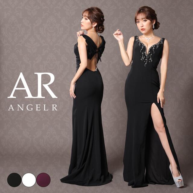 AngelR】デコルテビジューバックデザインタイトロングドレス www