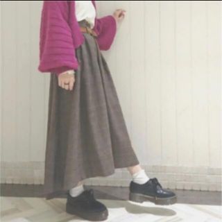 ダブルクローゼット(w closet)のチェック柄 ボタン付き ロングスカート(ロングスカート)