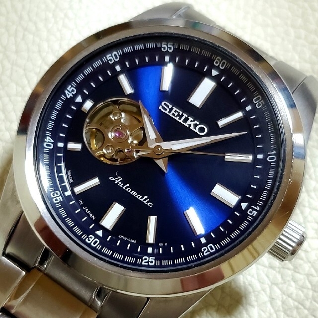 美品 人気 SEIKO セイコー プレサージュ ブルー メンズ 裏スケ 自動巻き