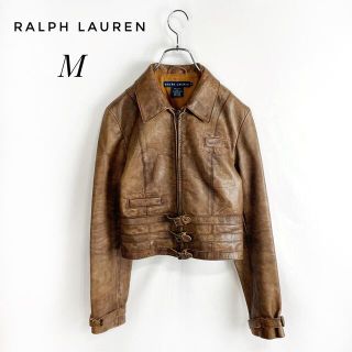 ラルフローレン(Ralph Lauren)のレザージャケットジャケット M ブラウン 茶系 ユーズド加工 ベルト ライダース(ライダースジャケット)