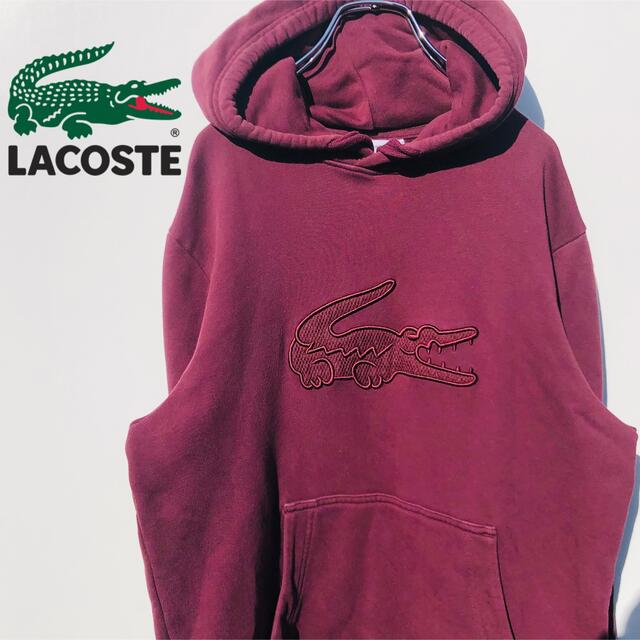 LACOSTE ラコステ ビッグロゴ パーカー ワインレッド Mサイズ - パーカー