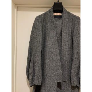 マルニ(Marni)のMarni  ノーカラーコート　グレー　イタリア製　42 極美品(ロングコート)