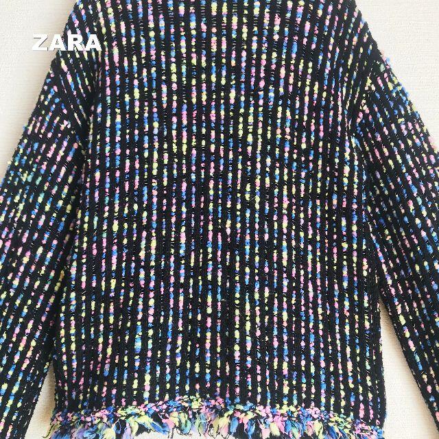 ZARA(ザラ)の【ZARA】 ザラ マルチカラー ノーカラー ジャケット レディースのトップス(ニット/セーター)の商品写真