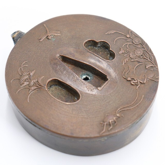 石黒政美造 水滴 草花虫紋 魚子彫 書道具 V62 1F28-eastgate.mk