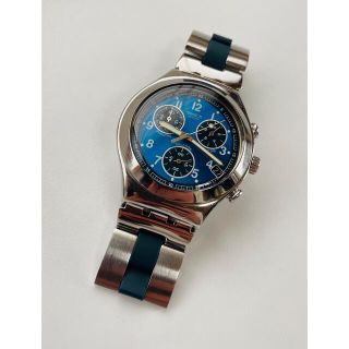 スウォッチ(swatch)の【電池新品の美品】swatchのIRONY！シルバー×ブルーのクロノグラフ☆(腕時計(アナログ))