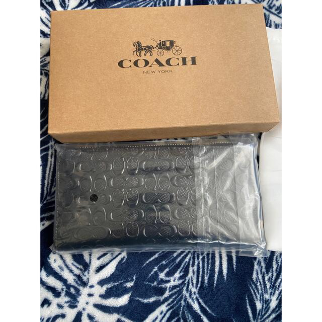 COACH(コーチ)のCOACH コーチ 長財布 シグネチャー エンボス ブラック エナメル レディースのファッション小物(財布)の商品写真