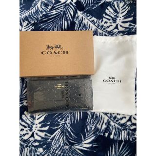 コーチ(COACH)のCOACH コーチ 長財布 シグネチャー エンボス ブラック エナメル(財布)