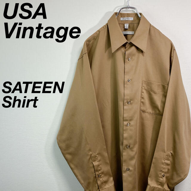 USA 古着 vintage サテンシャツ ドレスシャツ L程 光沢 エジプト製 メンズのトップス(シャツ)の商品写真