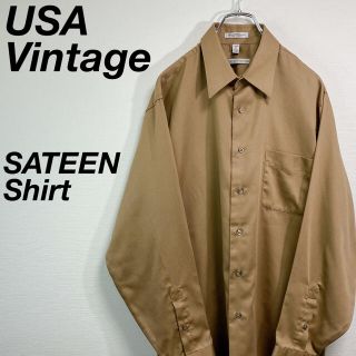 USA 古着 vintage サテンシャツ ドレスシャツ L程 光沢 エジプト製(シャツ)