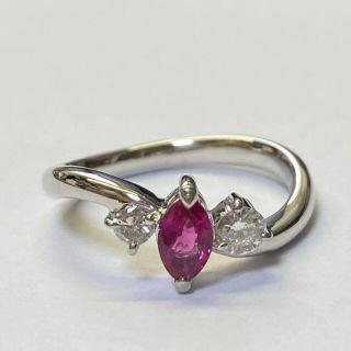 Pt900 高品質ルビーリング R0.58ct D0.27ct サイズ12号 アクセサリー