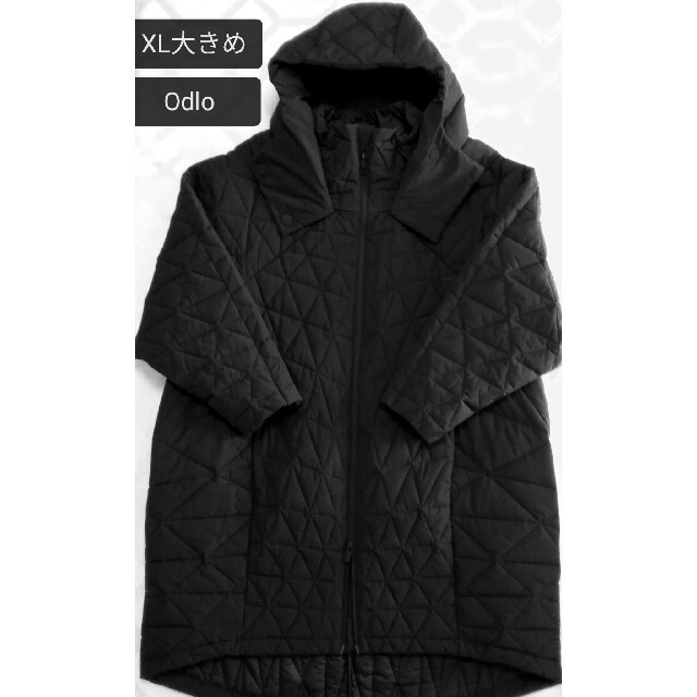 中綿コート XL大きめ 未使用タグ付き Odlo (オドロ) ダウン風コート 黒 ロングコート