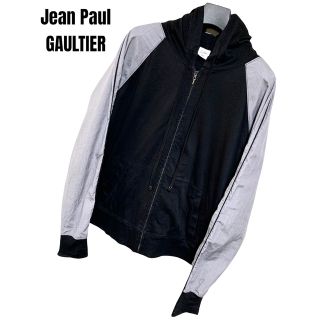 ジャンポールゴルチエ(Jean-Paul GAULTIER)の匿名発送　美品ジャンポールゴルチエ　切替デザインパーカー　ブラック×グレー　M(パーカー)