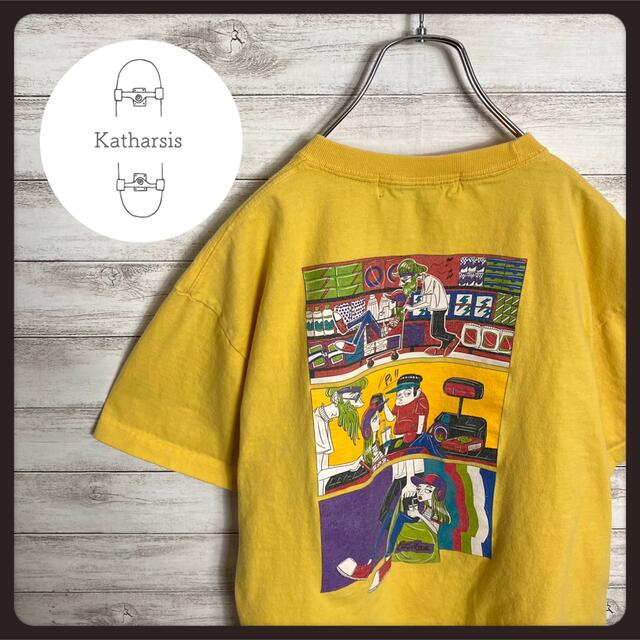 希少カラー】レフトアローン刺繍センターロゴバックプリントイエローT