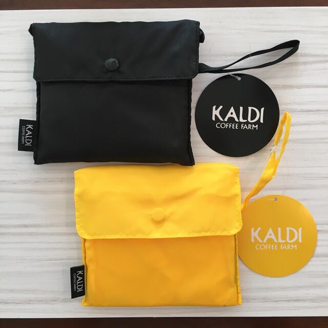 KALDI(カルディ)の＊新品未使用＊　KALDI カルディ エコバッグ　ブラック&イエロー レディースのバッグ(エコバッグ)の商品写真