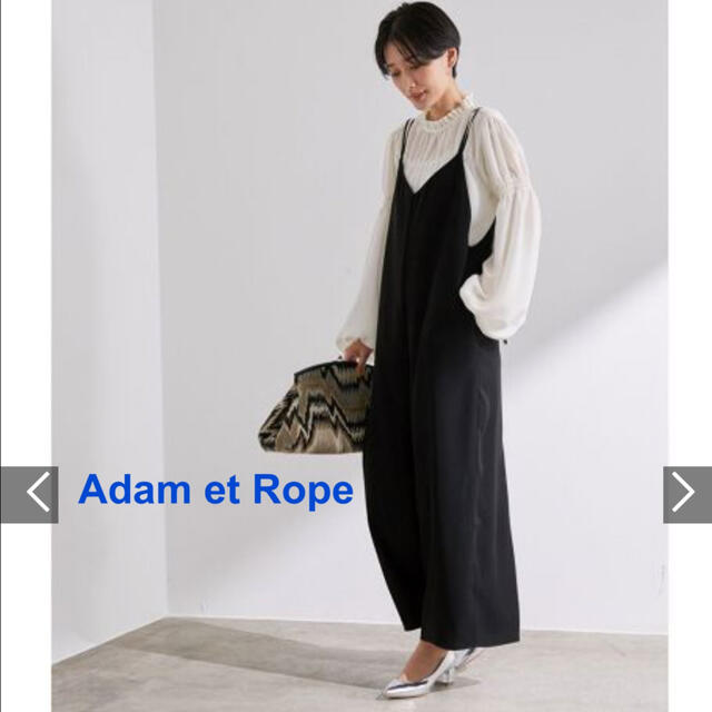 Adam et Rope'(アダムエロぺ)のアダムエロペ Adam et Rope バックリボンオールインワン 黒 レディースのパンツ(オールインワン)の商品写真