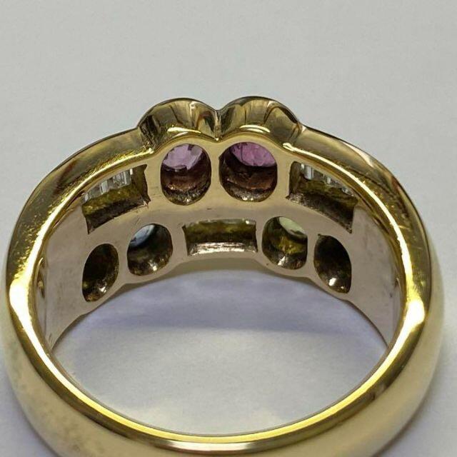 K18 マルチカラーサファイアリング　S1.51ct　D0.36ct レディースのアクセサリー(リング(指輪))の商品写真