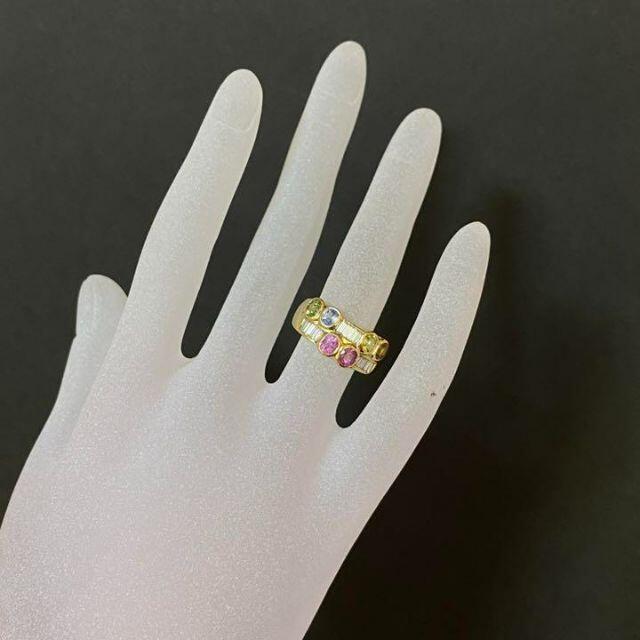 K18 マルチカラーサファイアリング　S1.51ct　D0.36ct レディースのアクセサリー(リング(指輪))の商品写真