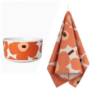 マリメッコ(marimekko)のmarimekko マリメッコ　 UNIKKO アプリコットボウル＋ティータオル(テーブル用品)