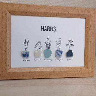 シーグラスアート　HARBS　ブルー系(アート/写真)