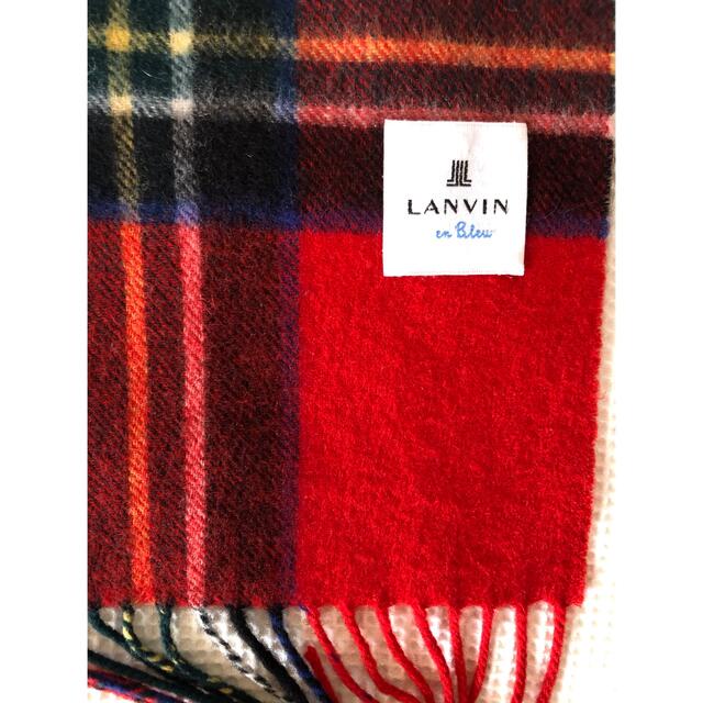 LANVIN en Bleu(ランバンオンブルー)のLANVIN en Bleu カシミアストール　チェック柄 レディースのファッション小物(ストール/パシュミナ)の商品写真