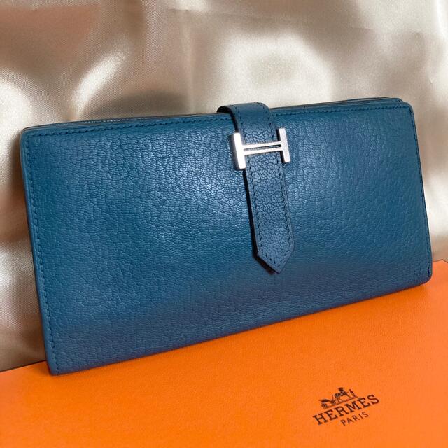 Hermes(エルメス)の極美品★正規品 エルメス べアンスフレ 二つ折り 長財布 ブルー レディースのファッション小物(財布)の商品写真