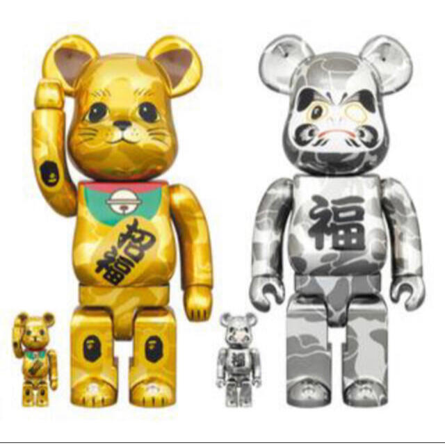 エンタメ/ホビーBE@RBRICK BAPE 招き猫 & 達磨 100% & 400% セット