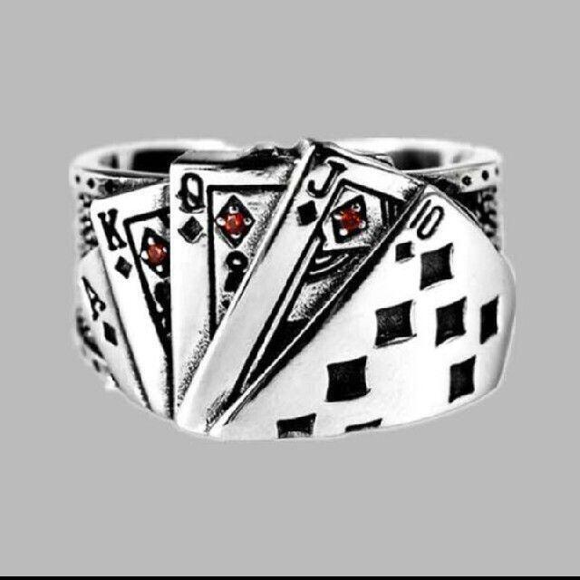 ポーカーリング　トランプ　指輪 フリーサイズ　シルバー　お洒落　ユニセックス メンズのアクセサリー(リング(指輪))の商品写真