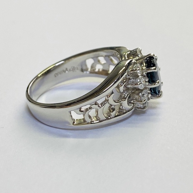 Pt850　サファイアリング　S1.07ct　D0.29ct　送料無料 レディースのアクセサリー(リング(指輪))の商品写真