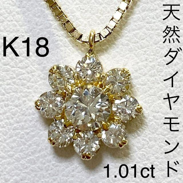 沸騰ブラドン K18 高品質 ペンダントネックレス D1.01ct 4.6ｇ