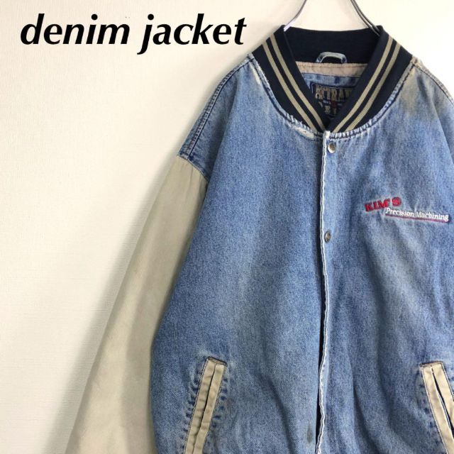 90s 刺繍 デニムスタジャン デニムジャケット アワードジャケット Gジャン | フリマアプリ ラクマ
