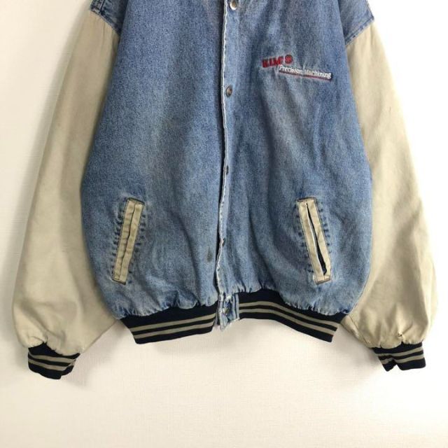 90s 刺繍 デニムスタジャン デニムジャケット アワードジャケット Gジャン