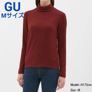 ジーユー(GU)のGU ソフトタッチタートルネックT  Mサイズ  レッド(Tシャツ(長袖/七分))