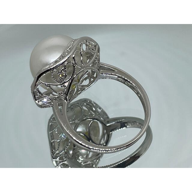 ★極美品★パール＆ダイヤモンドリング　K18WG  真珠リング　ホワイトパール レディースのアクセサリー(リング(指輪))の商品写真