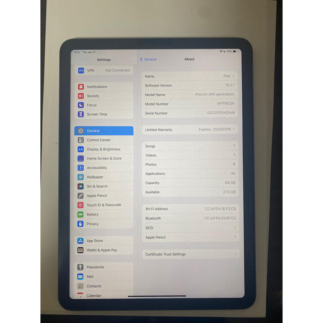 Apple(アップル)のiPad Air 4 第4世代 64GB WiFiモデル スマホ/家電/カメラのPC/タブレット(タブレット)の商品写真