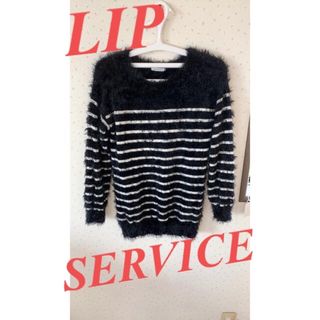 リップサービス(LIP SERVICE)のボーダーワンピース　リップサービス　ニット　長袖　モノトーンコーデ(ひざ丈ワンピース)