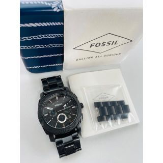 フォッシル(FOSSIL)の【電池新品の美品】FOSSILのmachine オールブラックのクロノグラフ☆(腕時計(アナログ))