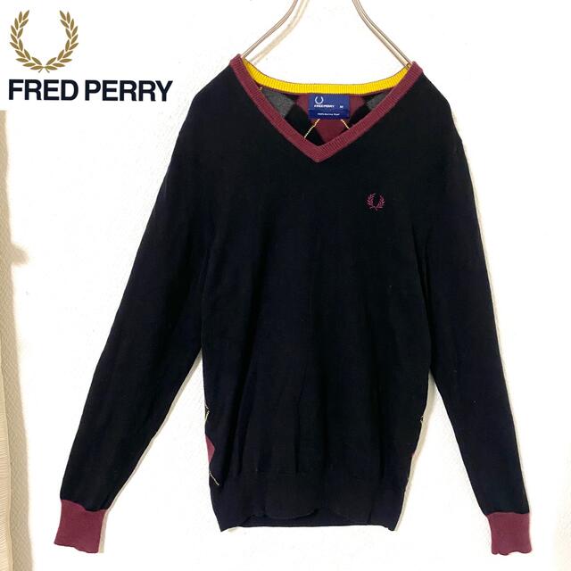 FRED PERRY(フレッドペリー)のFRED PERRY フレッドペリー　ニット　セーター　アーガイル　メンズ　XS メンズのトップス(ニット/セーター)の商品写真