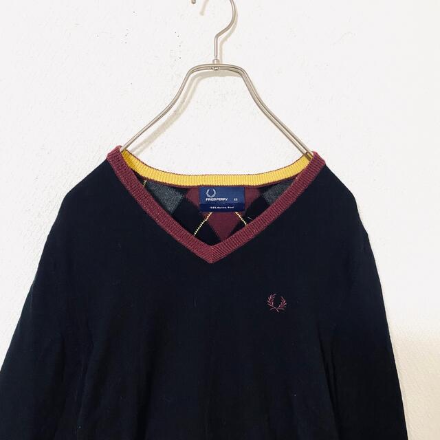 FRED PERRY(フレッドペリー)のFRED PERRY フレッドペリー　ニット　セーター　アーガイル　メンズ　XS メンズのトップス(ニット/セーター)の商品写真