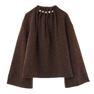 ダブルクローゼット(w closet)のw closet ｜パール付きボトルネックプルオーバー｜brown(カットソー(長袖/七分))